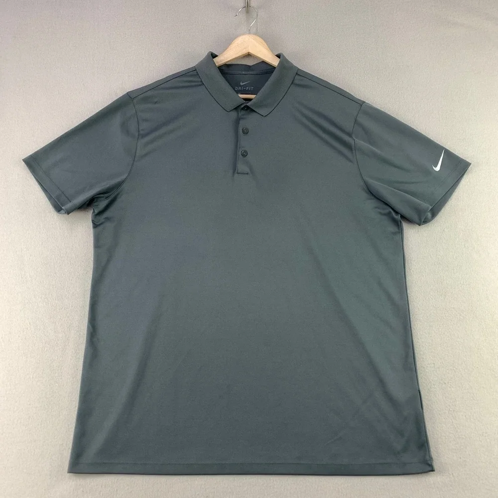 Nike Dri-FIT Polo Shirt Mens XL Gray Athletic Golf Short Sleeve Lightweight